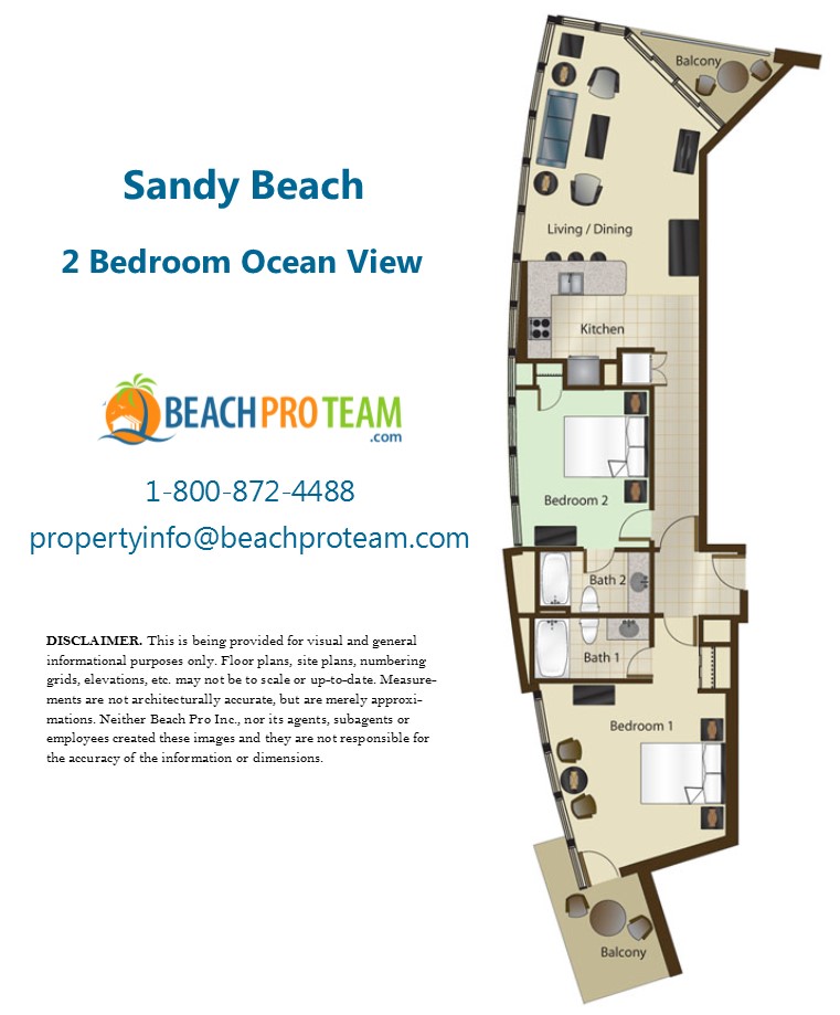 Sandy Beach Resort II Floor Plan A - 2 Bedroom Ocean View